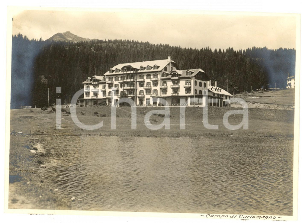 Fotografia d epoca originale 1919 MADONNA DI CAMPIGLIO TN Hotel CAMPO DI CARLO MAGNO Fotografia 17x12 cm 1