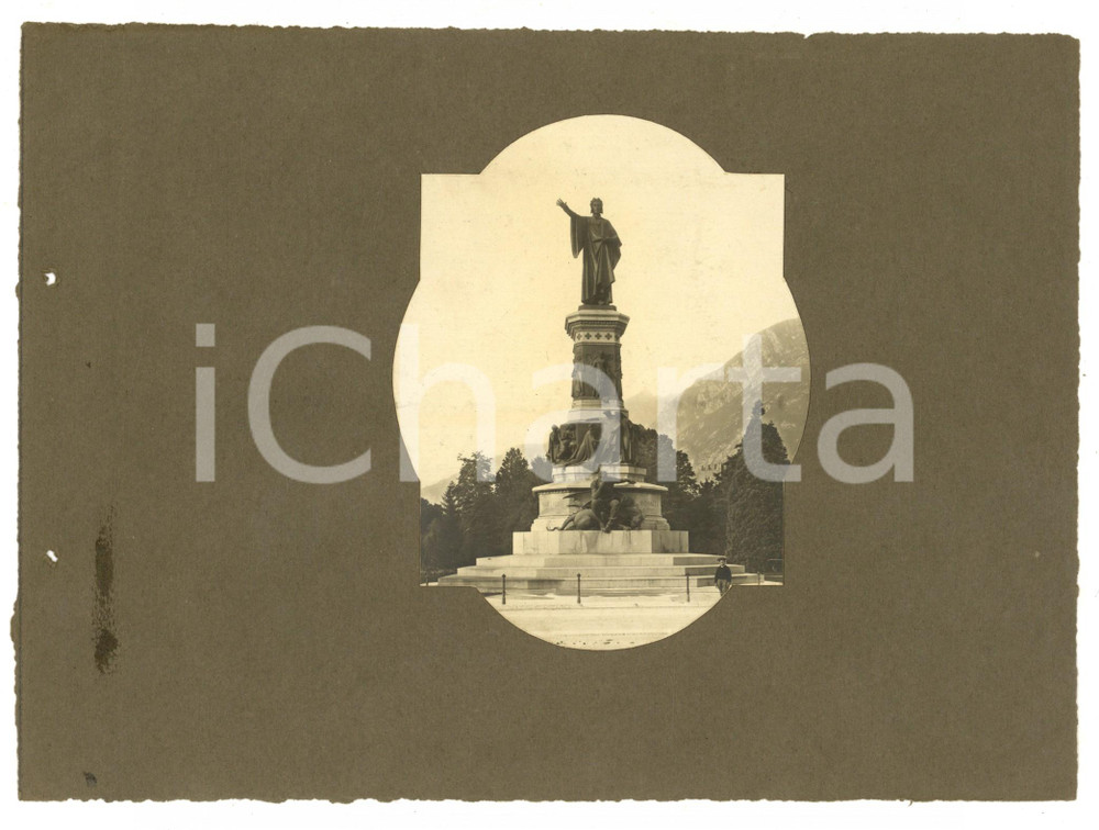 Fotografia d epoca originale 1919 TRENTO Monumento a Dante Alighieri di Cesare ZOCCHI Foto VINTAGE 1