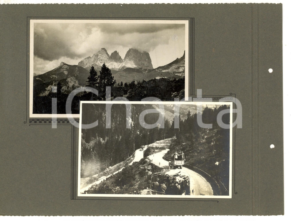 Fotografia d epoca originale 1919 PASSO PORDOI Gita Nazionale TOURING CLUB  La carovana Collage 2 foto 1