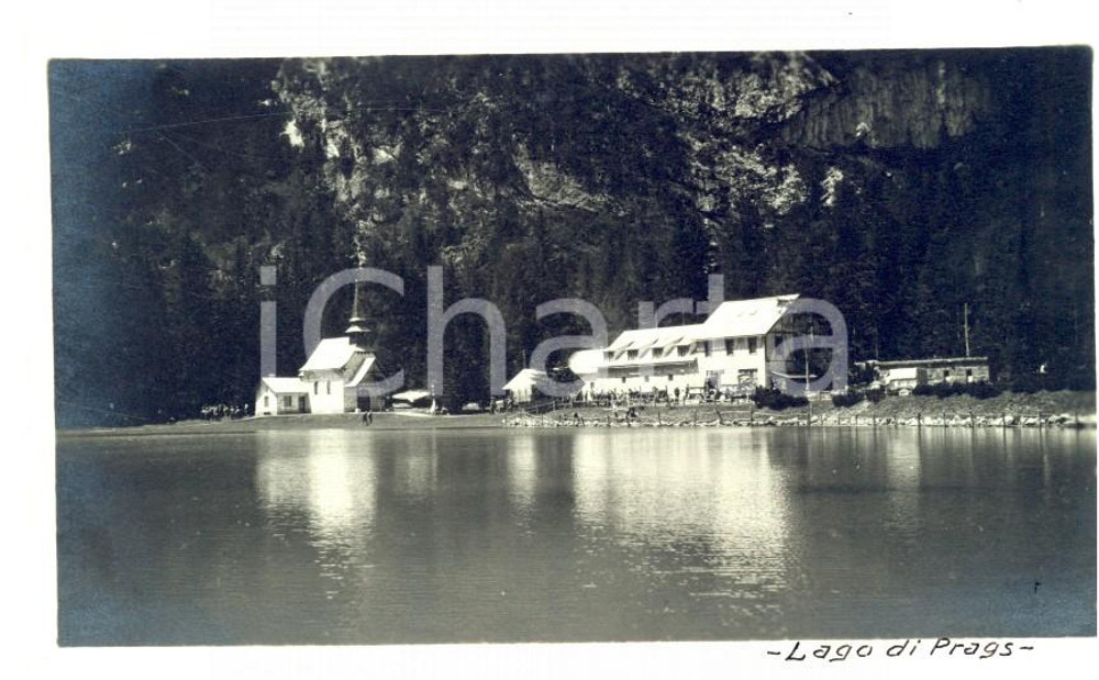 Fotografia d epoca originale 1919 LAGO DI BRAIES BZ Veduta panoramica Fotografia VINTAGE 11x6 cm 1
