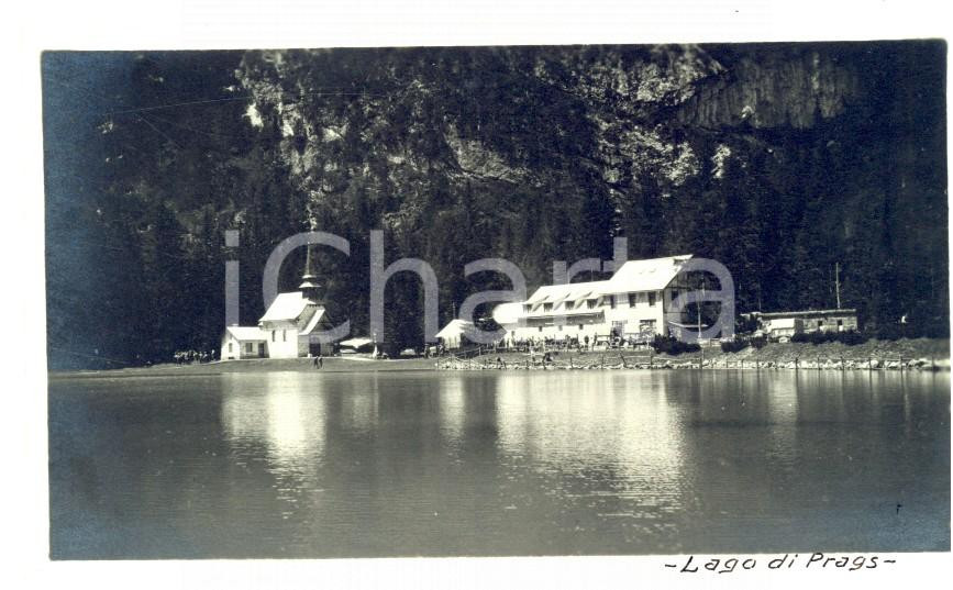 Fotografia d epoca originale 1919 LAGO DI BRAIES BZ Veduta panoramica Fotografia VINTAGE 11x6 cm 1