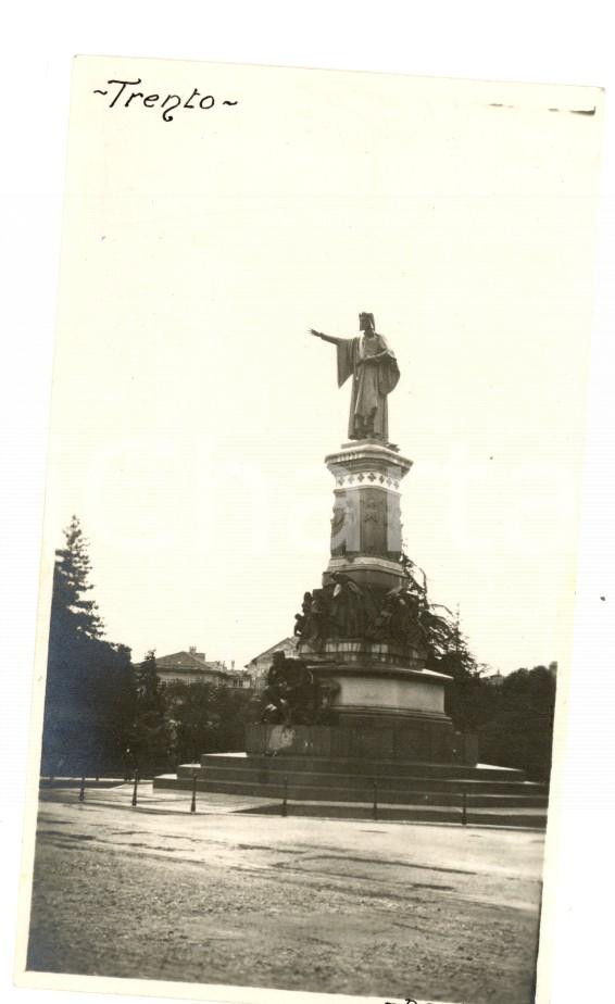 Fotografia d epoca originale 1919 TRENTO Veduta del monumento a Dante Alighieri Foto VINTAGE 7x12 cm 1