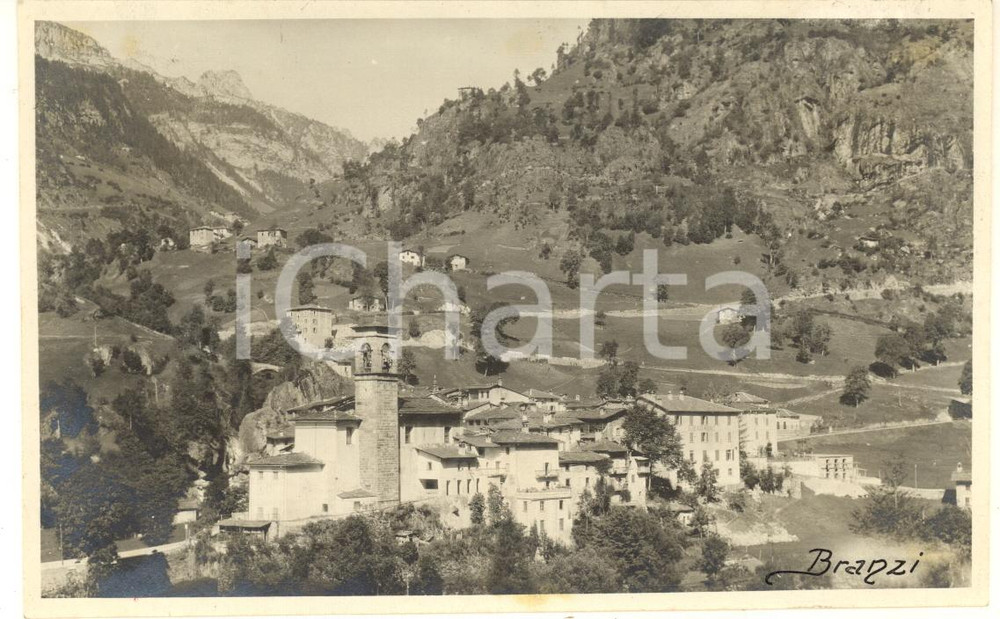 Fotografia d epoca originale 1919 BRANZI BG Veduta panoramica del paese Fotografia VINTAGE 13x9 cm 1