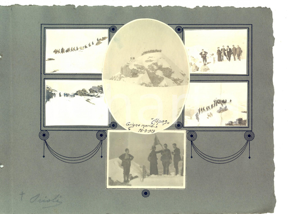 Fotografia d epoca originale 1919 GRIGNA MERIDIONALE Alpinisti TOURING CLUB verso la vetta Collage 6 foto 1
