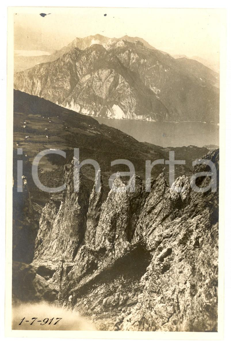 Fotografia d epoca originale 1917 Massiccio della PRESOLANA Veduta con il Lago d Iseo  Foto VINTAGE 10x15 1