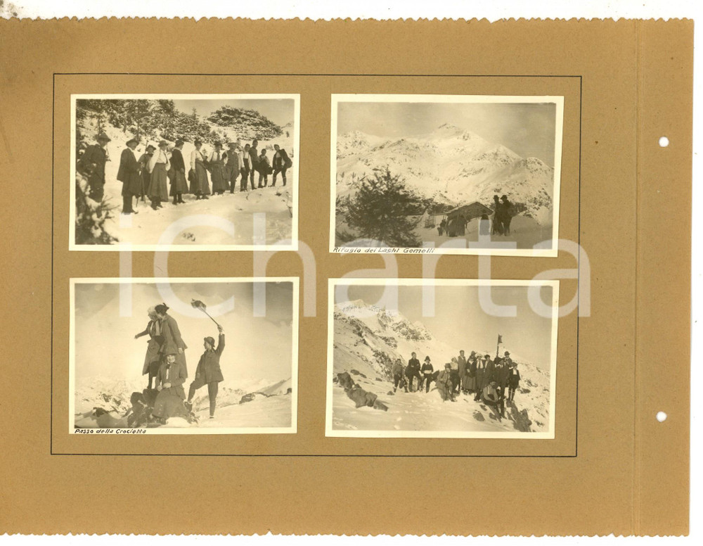 Fotografia d epoca originale 1918 VALLE BREMBANA Gita orfani guerra  Laghi Gemelli e Passo CROCETTA 4 foto 1