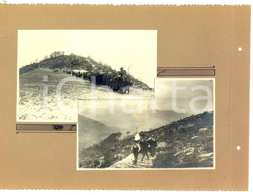 Fotografia d epoca originale 1918 GRUPPO DEL RESEGONE Gita per orfani guerra  In marcia Collage 2 foto 1