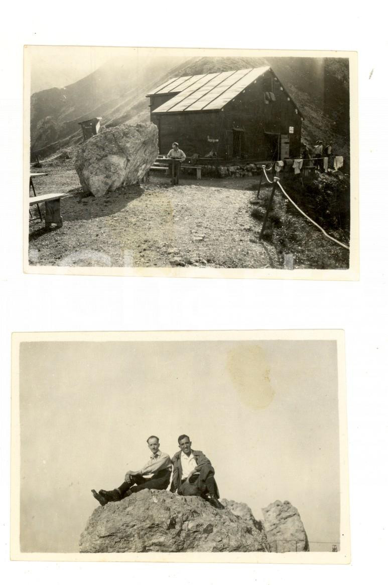 Fotografia d epoca originale 1919 PREALPI LOMBARDE Escursionisti stendono i panni al rifugio Lotto 2 foto 1
