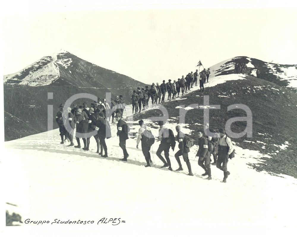Fotografia d epoca originale 1919 MONTE PALANZONE Gruppo studentesco ALPES in escursione Foto 17x12 1