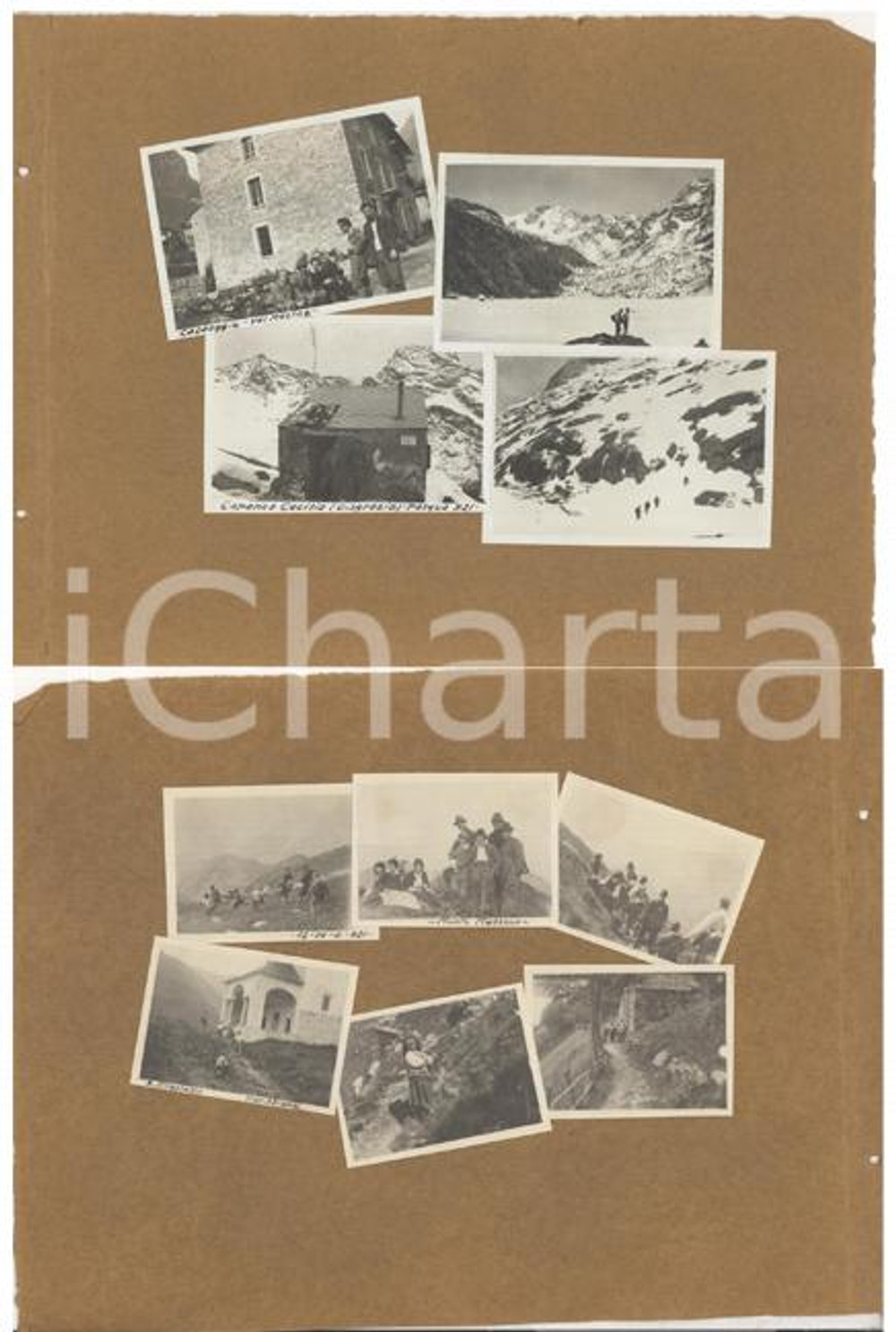 Fotografia d epoca originale 1921 MONTE MASSONE / Capanna CECILIA Turismo scolastico  Gita Collage 10 foto 1