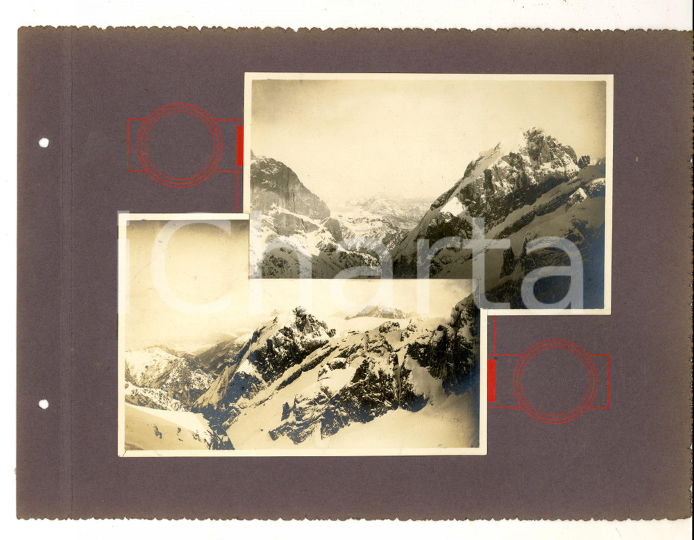 Fotografia d epoca originale 1916 DOLOMITI/ VAL CONTRIN Veduta panoramica  Collage  2 foto artistiche 1