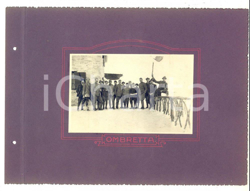 Fotografia d epoca originale Natale 1916 RIFUGIO ALL OMBRETTA Studenti in visita ai soldati al fronte Foto 1