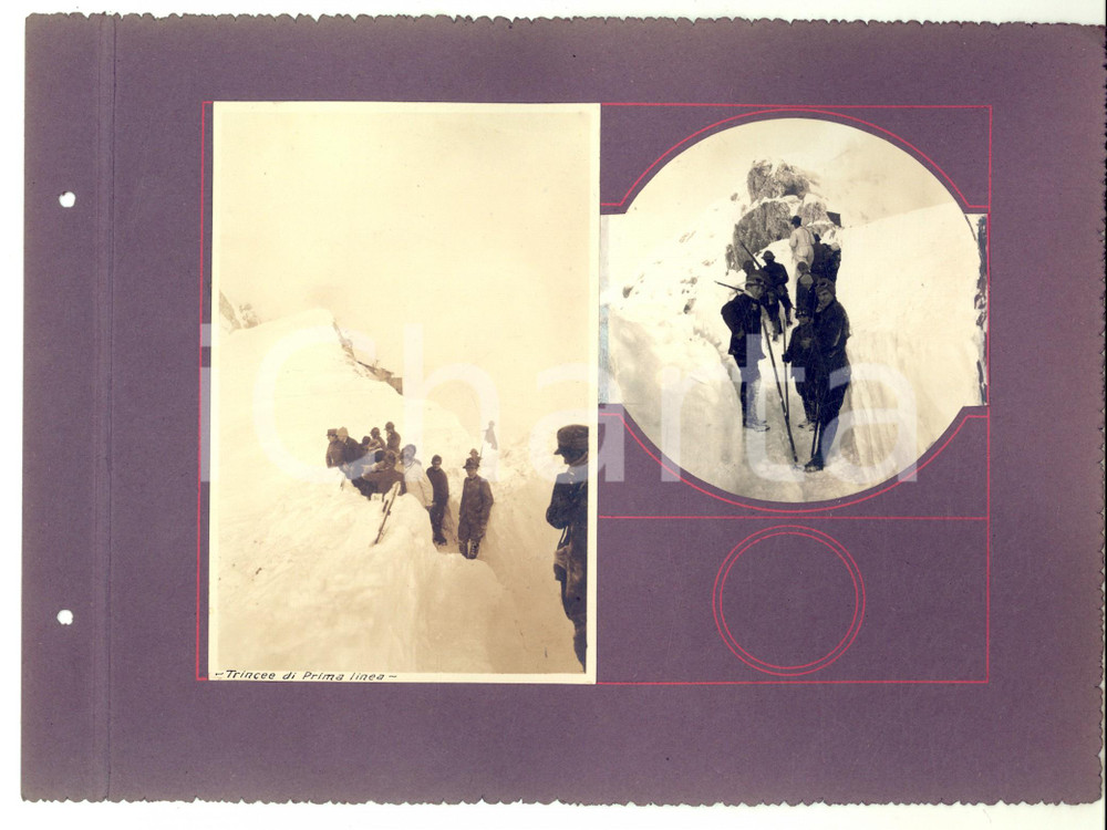 Fotografia d epoca originale 1916 WW1 SASSO VERNALE Trincee di prima linea  Studenti in visita 2 foto RARE 1