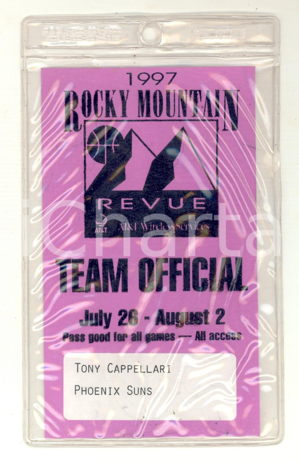 Materiale pubblicitario d’epoca 1997 BASKET ROCKY MOUNTAIN Pass for all games  Team official 1