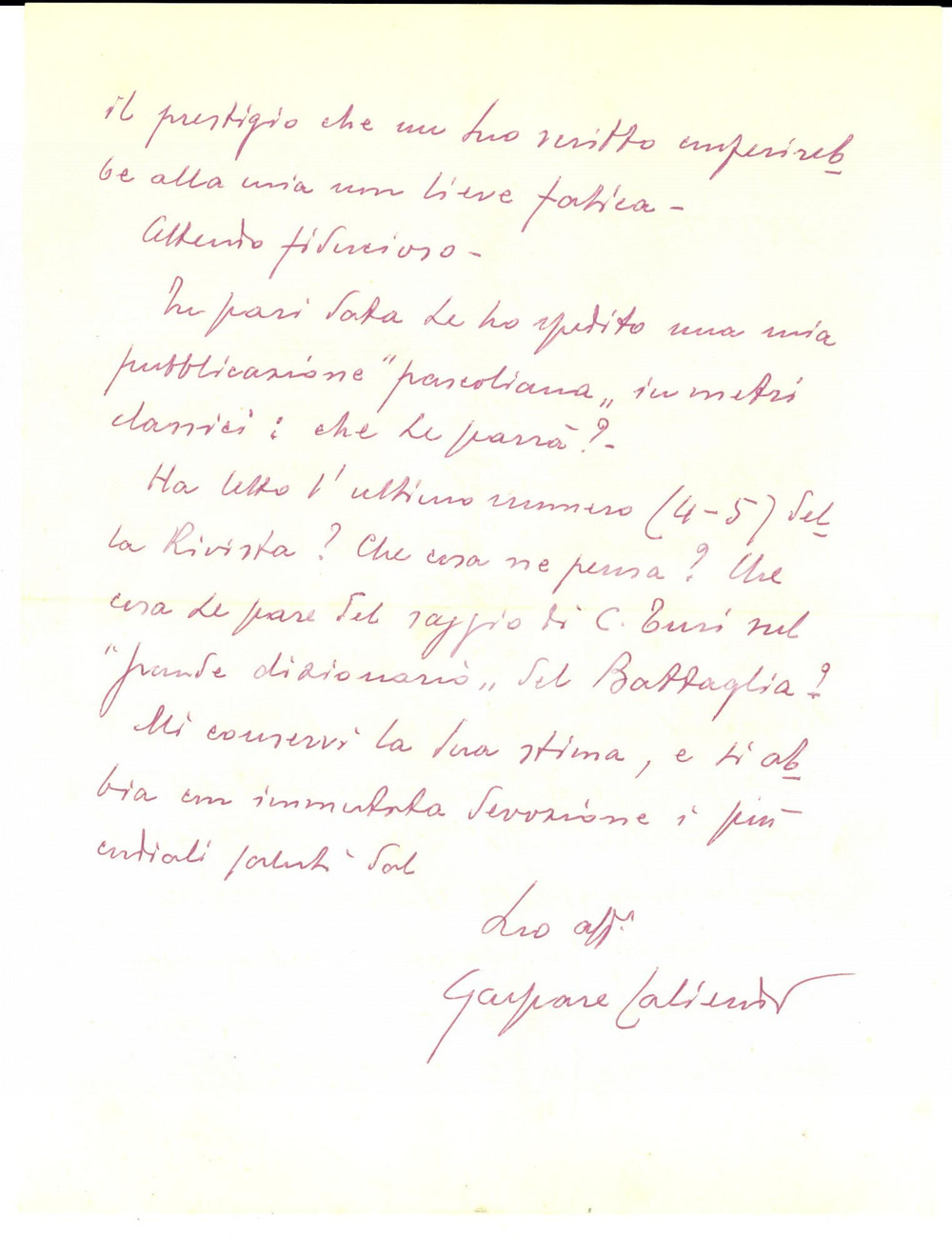 Autografo originale 1962 MADDALONI CS Gaspare CALIENDO chiede di tenere una conferenza Autografo 1