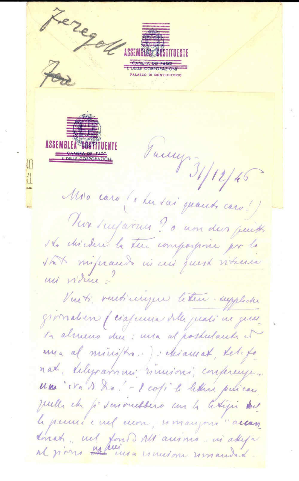 Autografo originale 1946 PACENGO VR Antonio ALBERTI sommerso dalla corrispondenza Autografo 1
