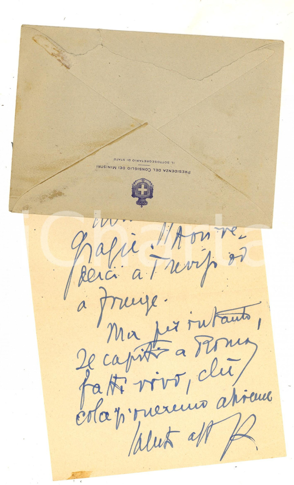 Autografo originale 1947 ROMA Sottosegretario Paolo CAPPA invita un amico  Lettera AUTOGRAFA 1