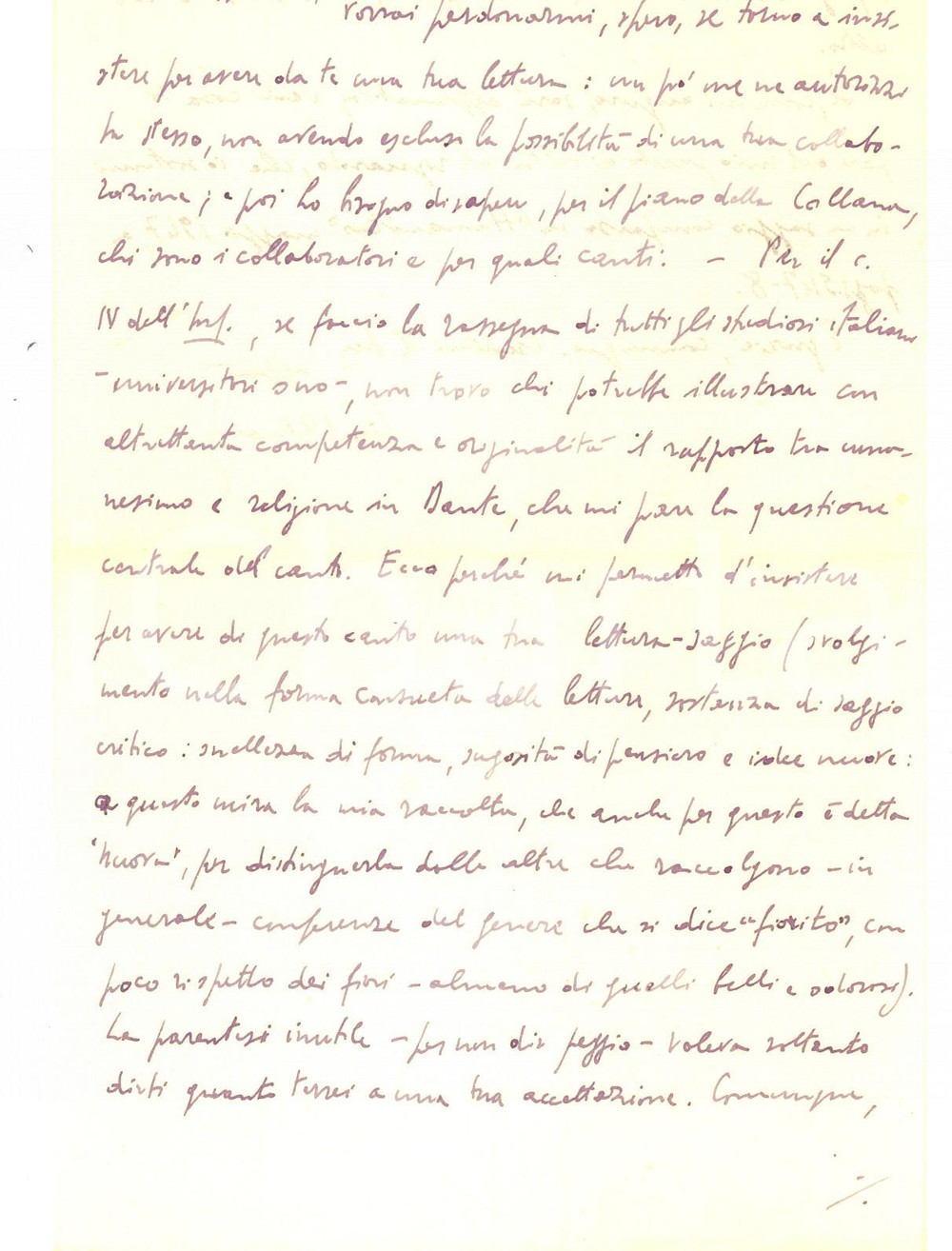 Autografo originale 1951 ROMA Siro CHIMENZ  chiede collaborazione per la Divina Commedia Autografo 1