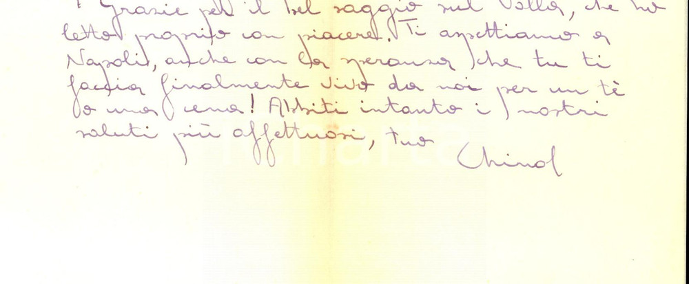Autografo originale 1957 UNIVERSITA  DI NAPOLI Elio CHINOL invita un collega  Lettera autografa 1