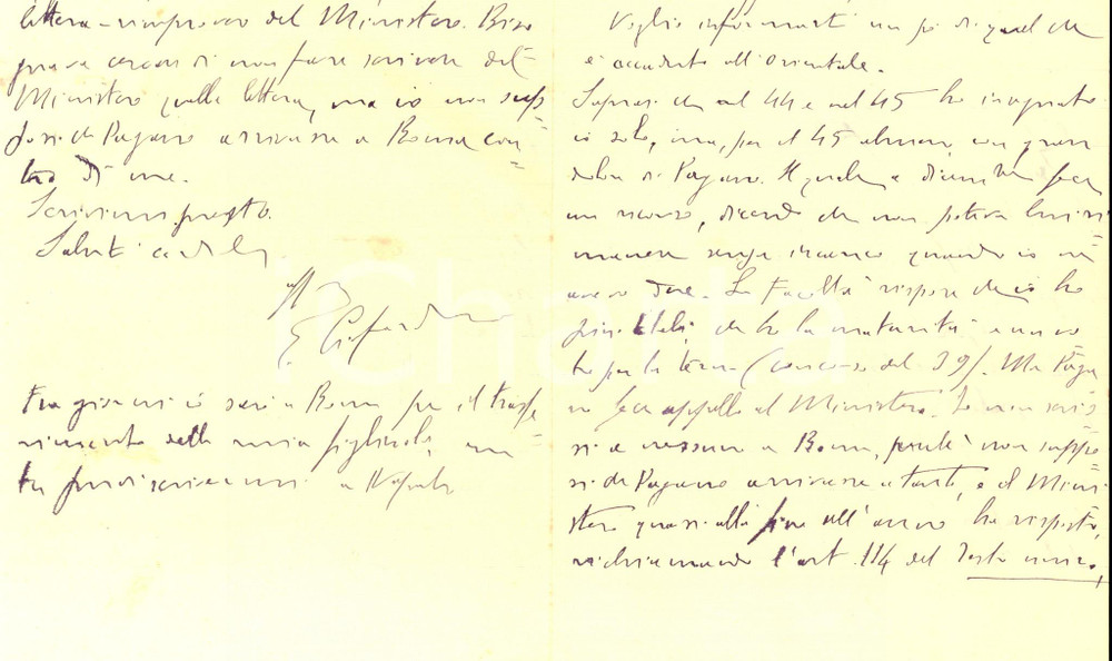 Autografo originale 1945 NAPOLI Emanuele CIAFARDINI e l assegnazione delle cattedre universitarie 1