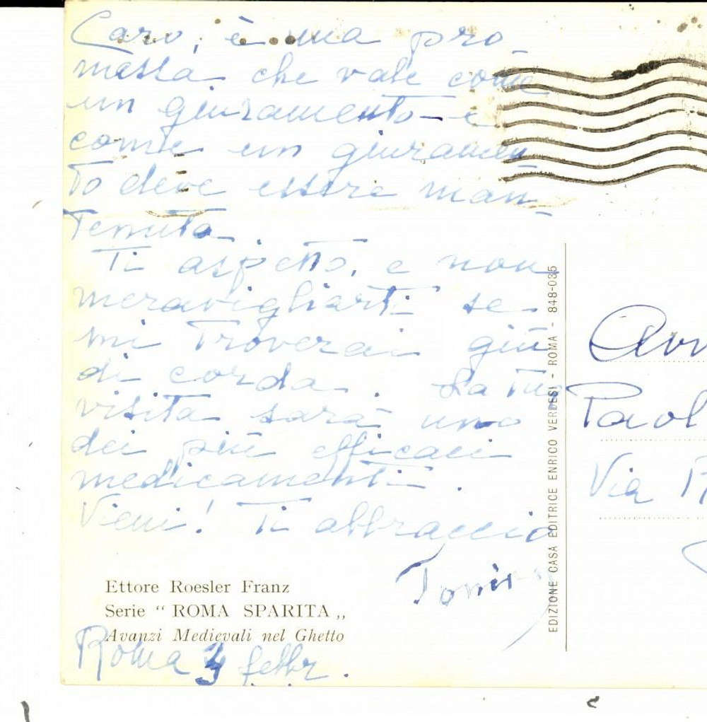 Autografo originale 1956 ROMA Cartolina avv. Antonio ALBERTI a un amico  Autografo 1
