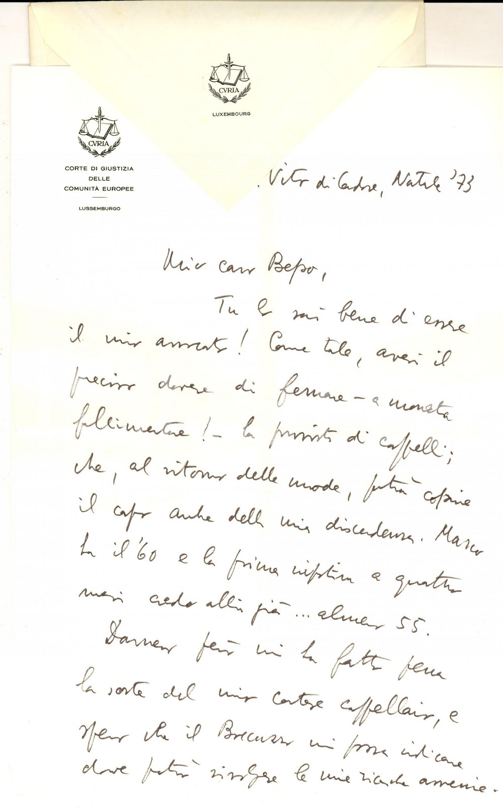 Autografo originale 1973 SAN VITO DI CADORE Alberto TRABUCCHI sul Dizionario dei padovani Lettera 1