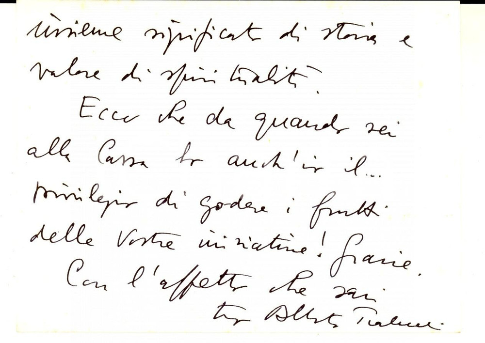 Autografo originale 1976 LUSSEMBURGO Biglietto prof. Alberto TRABUCCHI per ringraziamento Autografo 1