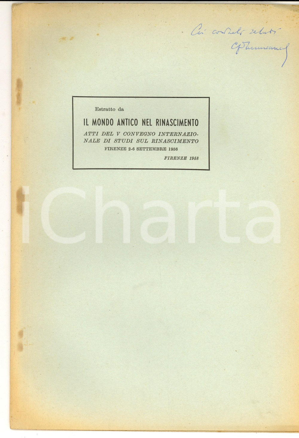 Libro, pubblicazione d epoca 1958 Kazimierz KUMANIECKI Filippo Bonaccorsi: i suoi epigrammi romani Autografo 1