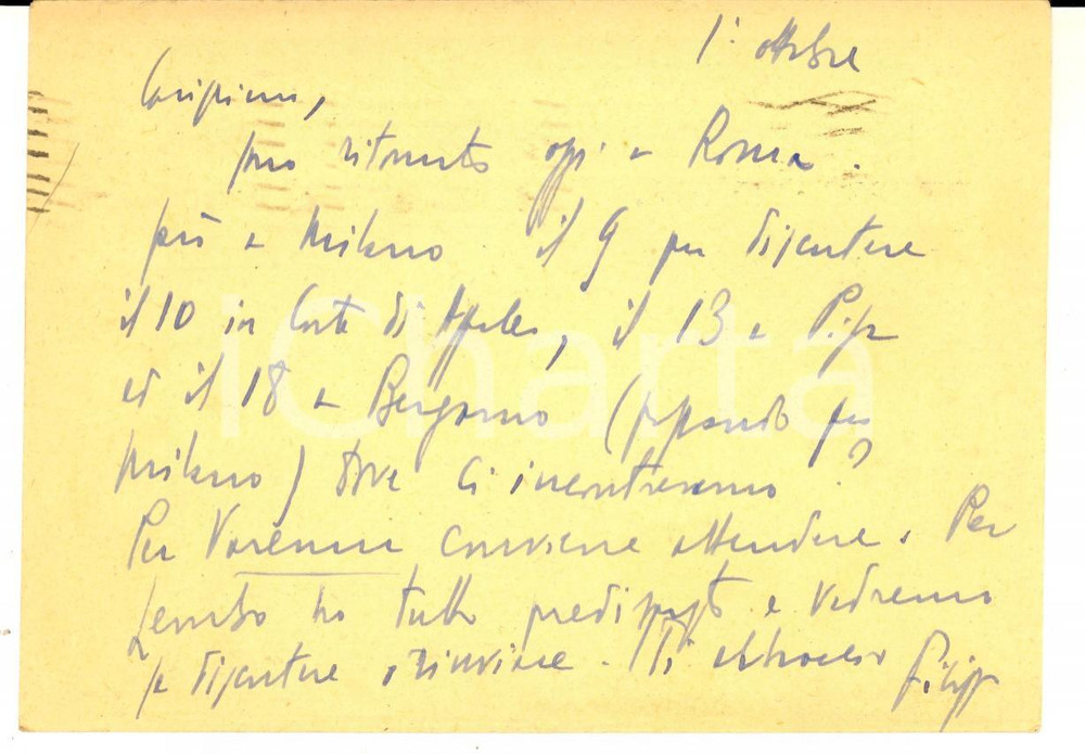 Autografo originale 1949 ROMA RIVISTA PENALE Cartolina avv. Filippo UNGARO a un collega  AUTOGRAFO 1