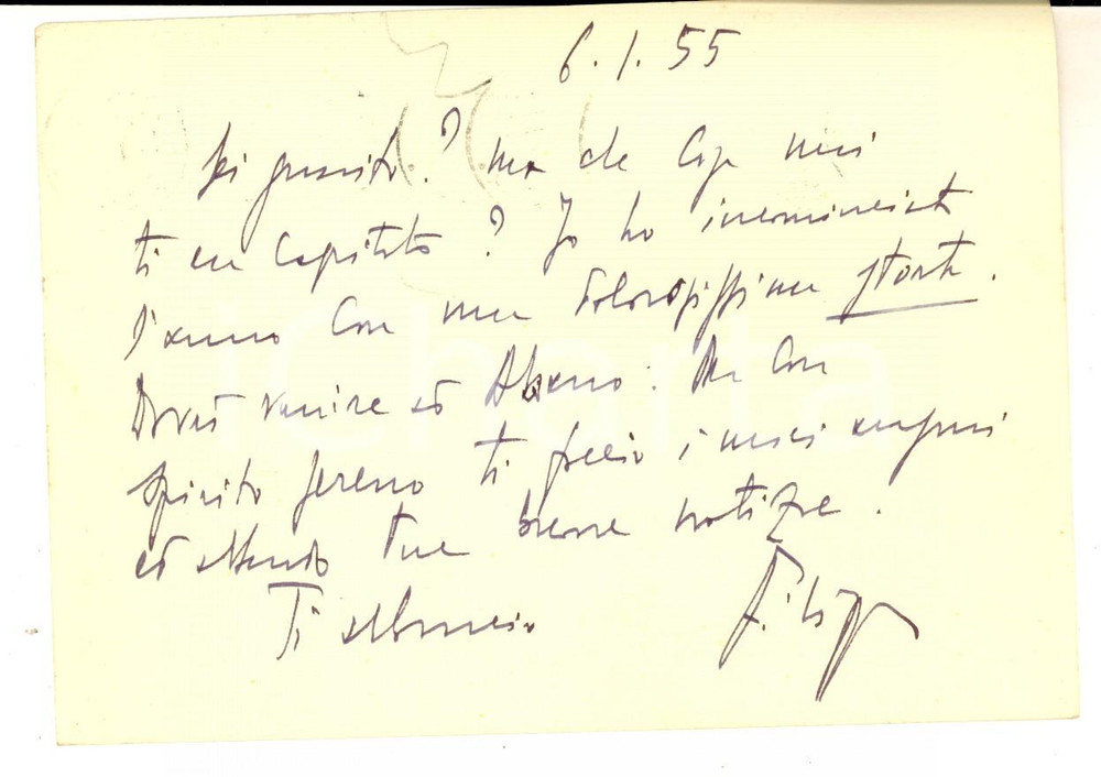 1955 ROMA Cartolina augurale avv. Filippo UNGARO a un collega - AUTOGRAFO