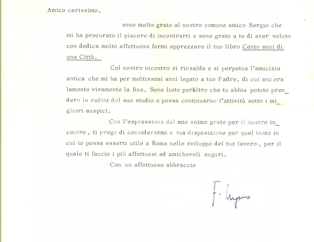 Autografo originale 1977 ROMA Lettera avv. Filippo UNGARO per libro ricevuto  AUTOGRAFO 1