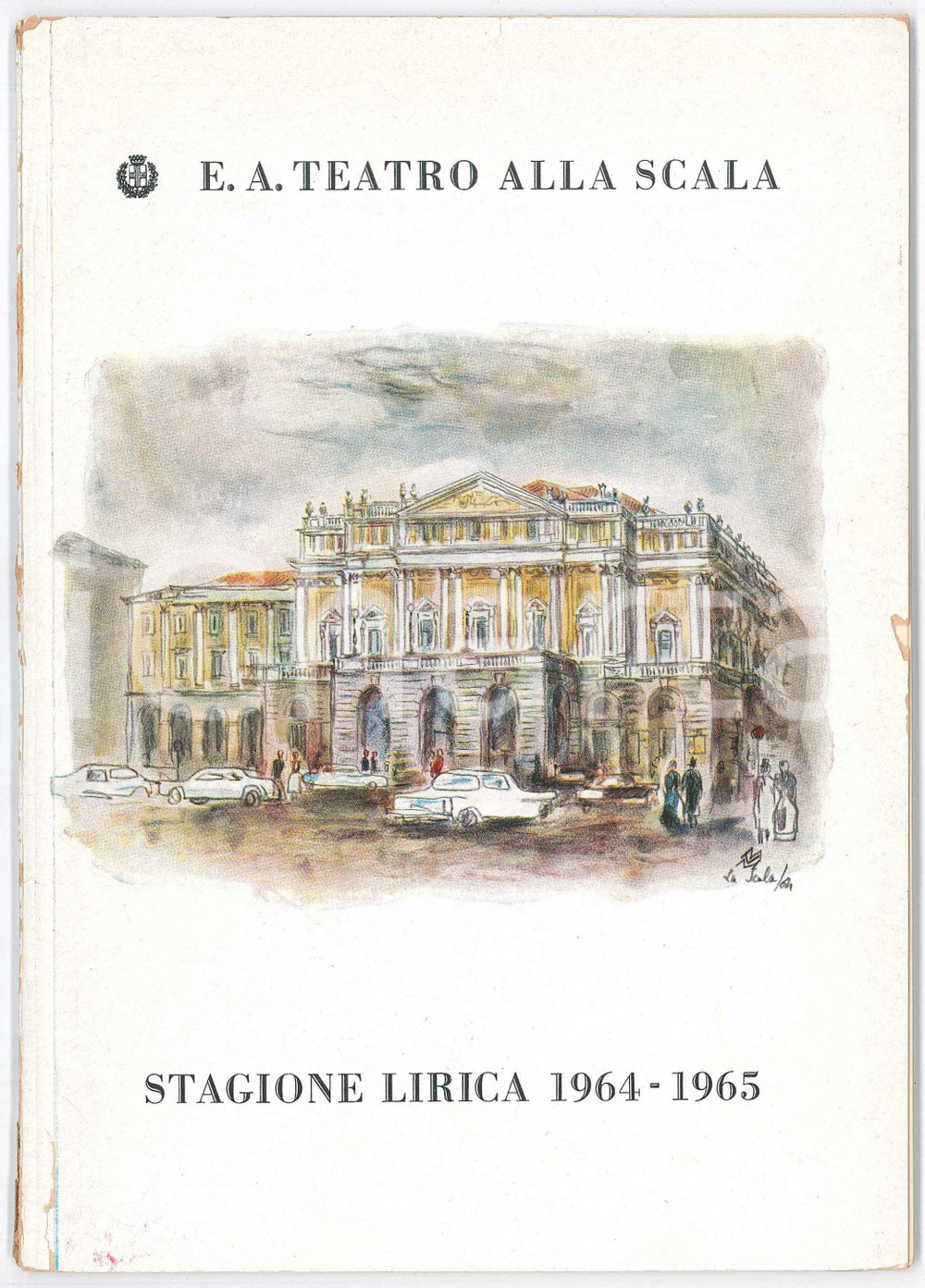 Materiale pubblicitario d’epoca 1964 MILANO TEATRO ALLA SCALA Guerra e pace Programma di sala DANNEGGIATO 1