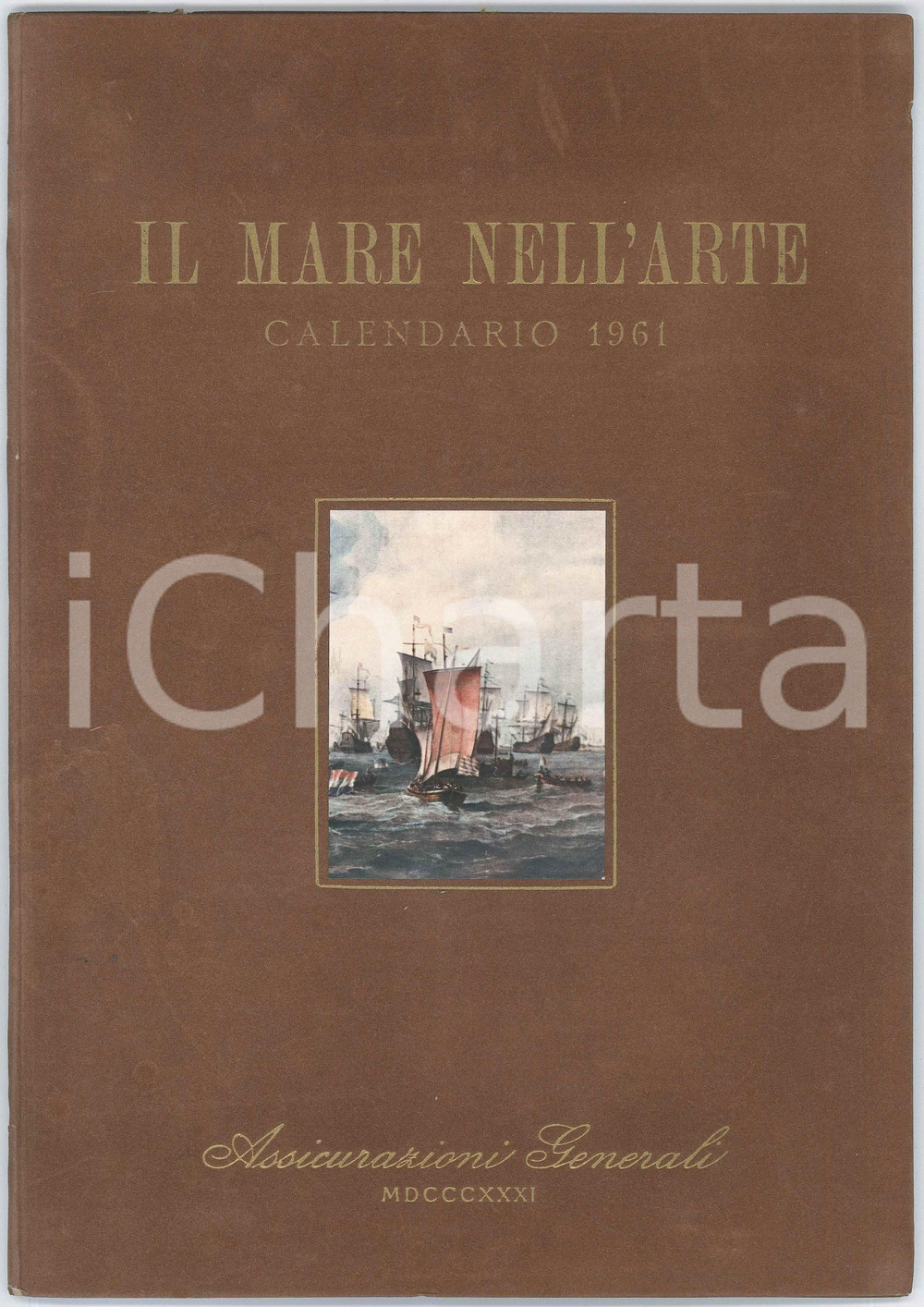 Oggetto da collezione cartaceo 1961 ASSICURAZIONI GENERALI Il mare nell arte  Calendario 24x34 cm 1