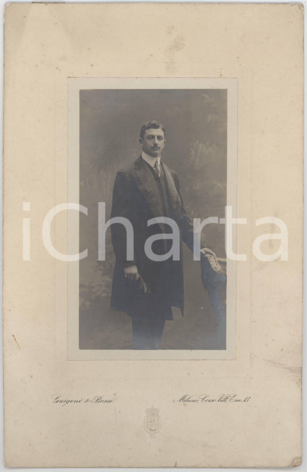 Fotografia d epoca originale 1910 ca MILANO Ritratto maschile Foto GUIGONI & BOSSI 17x26 cm 1