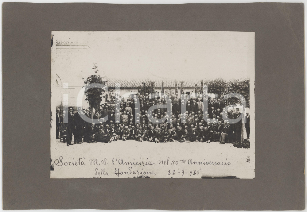 Fotografia d epoca originale 1926 VERONA BORGO ROMA SocietÃ  M. S. L Amicizia  50Â° Anniversario Foto 26x18 1