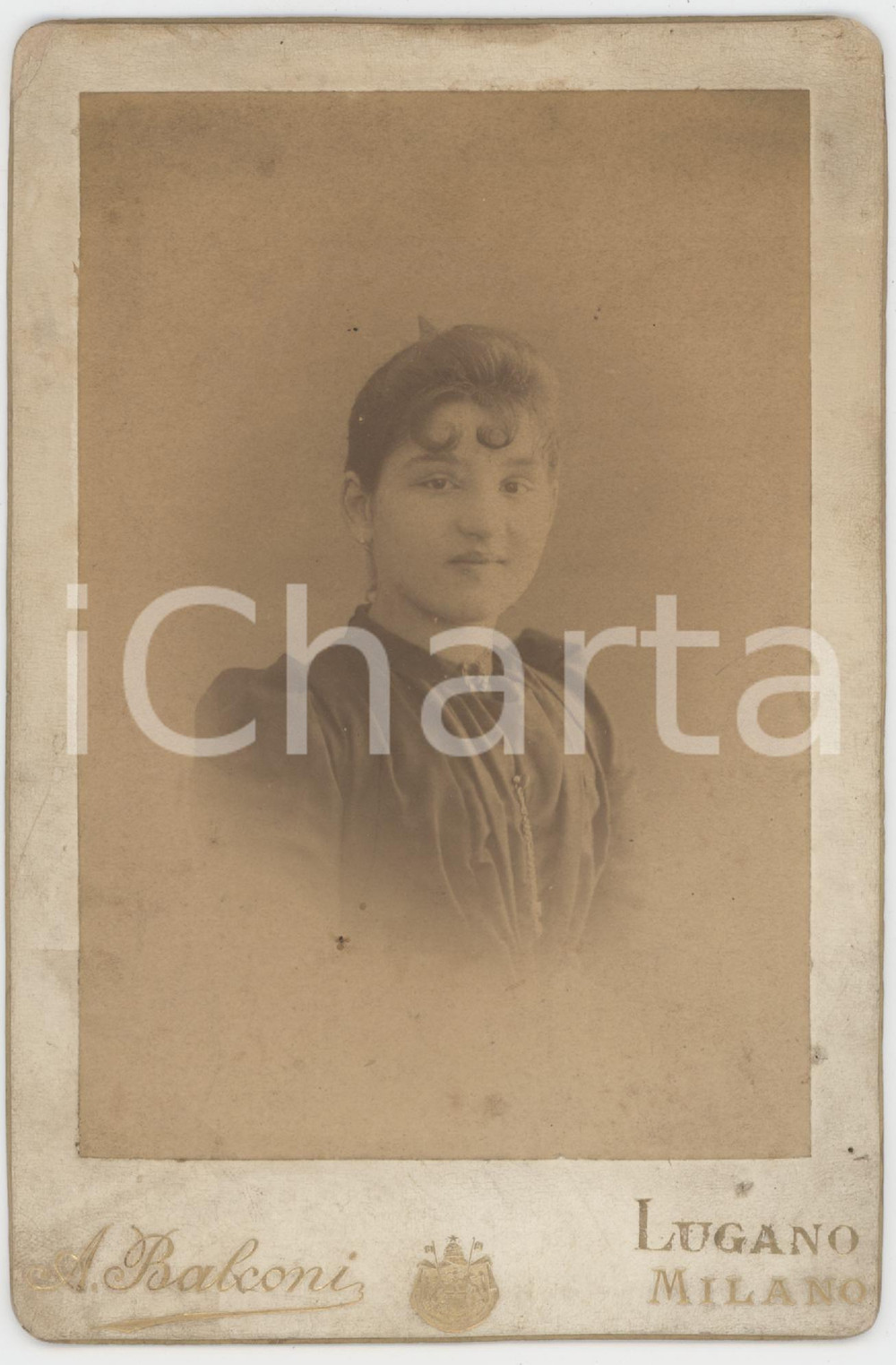 Fotografia d epoca originale 1900 ca LUGANO SVIZZERA Ritratto di Giuseppina MORETTI  Foto 10x16 cm 1