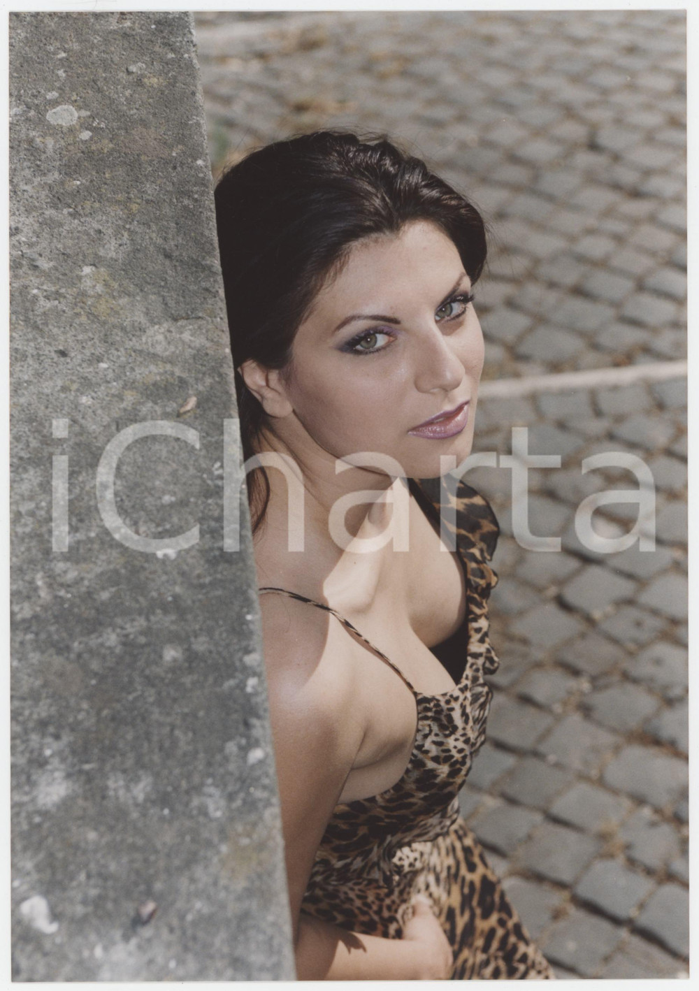 1995 ca COSTUME ITALIA Attrice Leila VIRZÌ in abito leopardato Foto 15x22 cm (5)