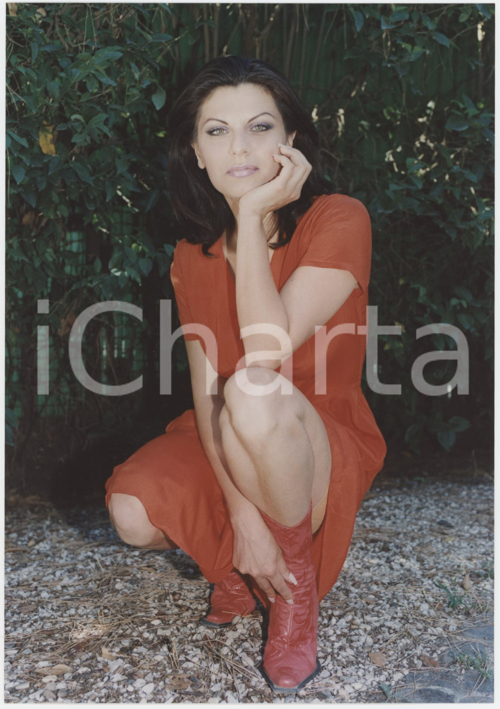 Fotografia d epoca originale 1995 ca COSTUME ITALIA Attrice Leila VIRZÃŒ in abito rosso  Foto 15x22 cm 1 1