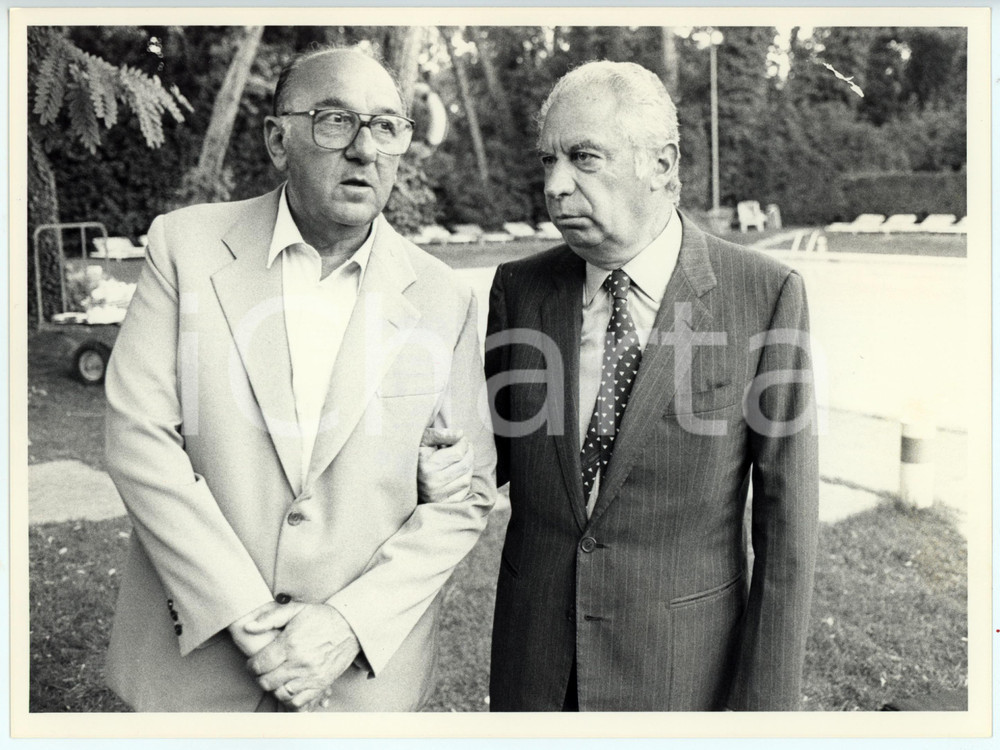 Fotografia d epoca originale 1984 MILANO Convegno DC Clelio DARIDA Giuseppe ROSSINI Foto 24x17 cm 1