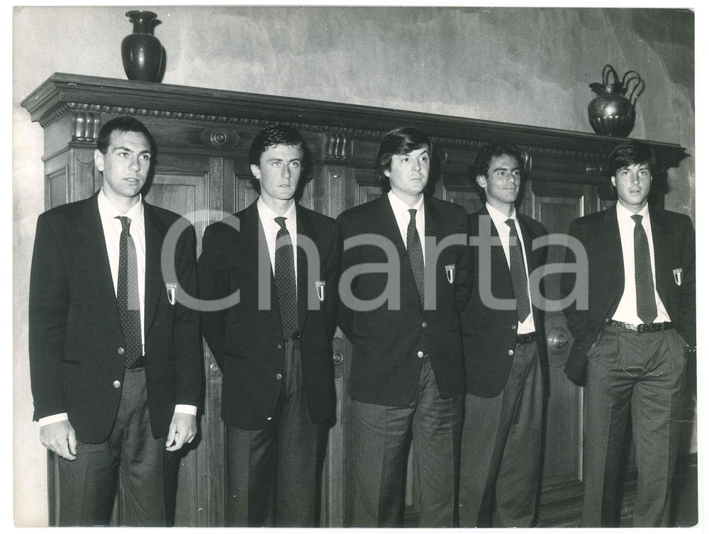 Fotografia d epoca originale 1987 PRATO Sorteggi COPPA DAVIS Claudio e Adriano PANATTA Paolo CANÃˆ Foto 24x18 1