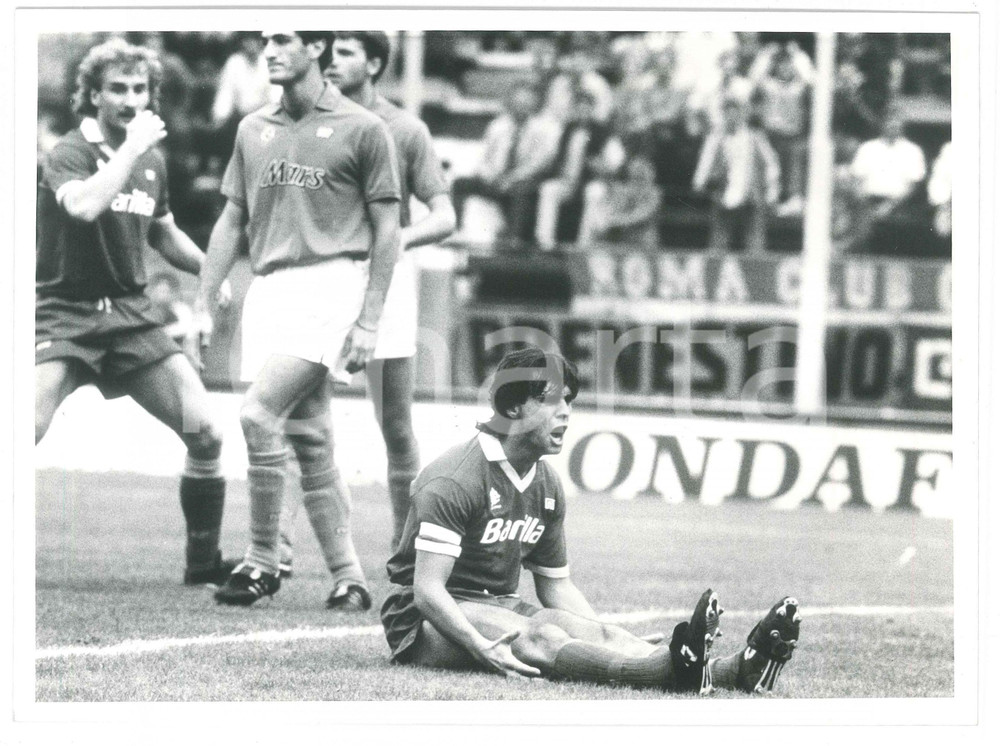 Fotografia d epoca originale 1989 CALCIO ROMA  NAPOLI 11 Giuseppe GIANNINI sbaglia il goal  Foto 24x18 cm 1