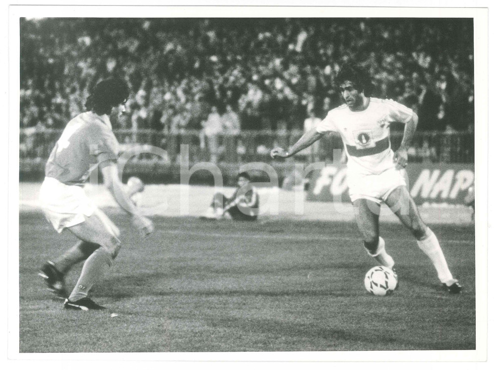 Fotografia d epoca originale 1989 CALCIO Napoli vs VfB Stuttgart  Giancarlo CORRADINI Maurizio GAUDINO Foto 1