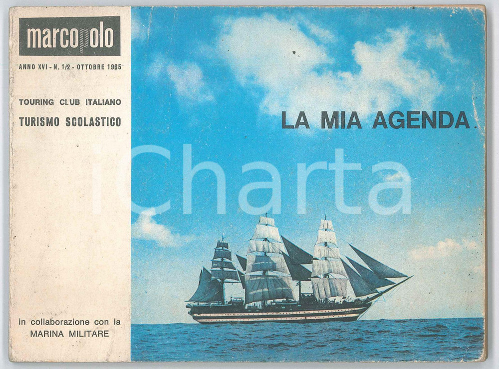 Oggetto da collezione cartaceo 1965 MARCO POLO  TCI  La mia agenda  Diario scolastico MARINA MILITARE 1