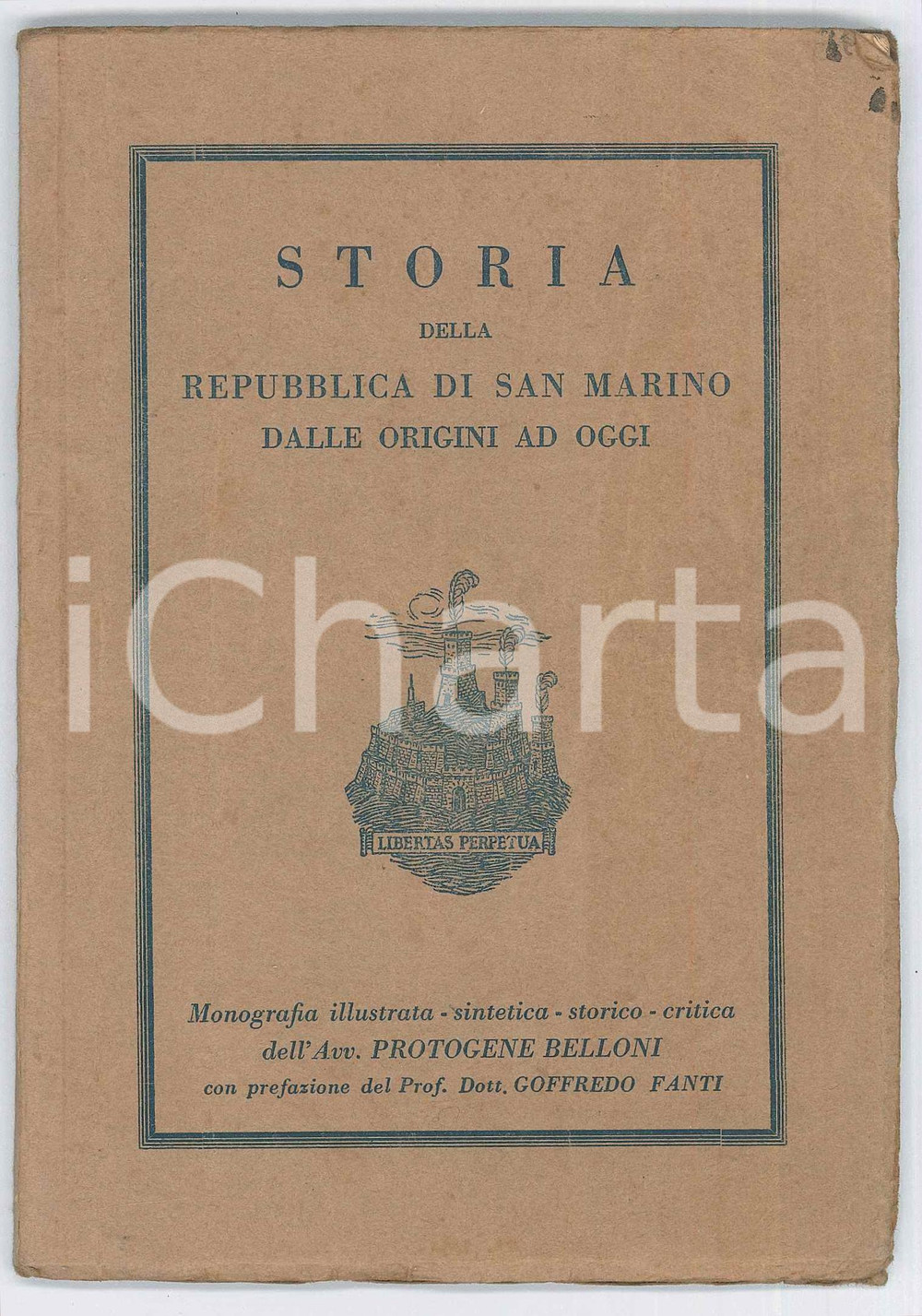Libro, pubblicazione d epoca 1933 Avv. Protogene BELLONI Storia della Repubblica di San Marino 77 pp. 1