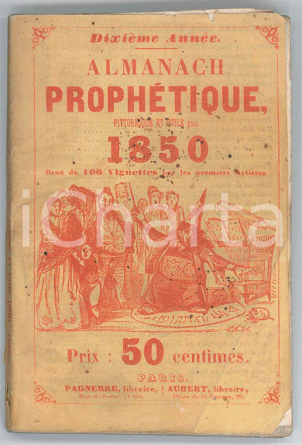 Libro, pubblicazione d epoca 1850 FRANCE Almanach prophÃ©tique ornÃ© de 100 vignettes  190 p. 1