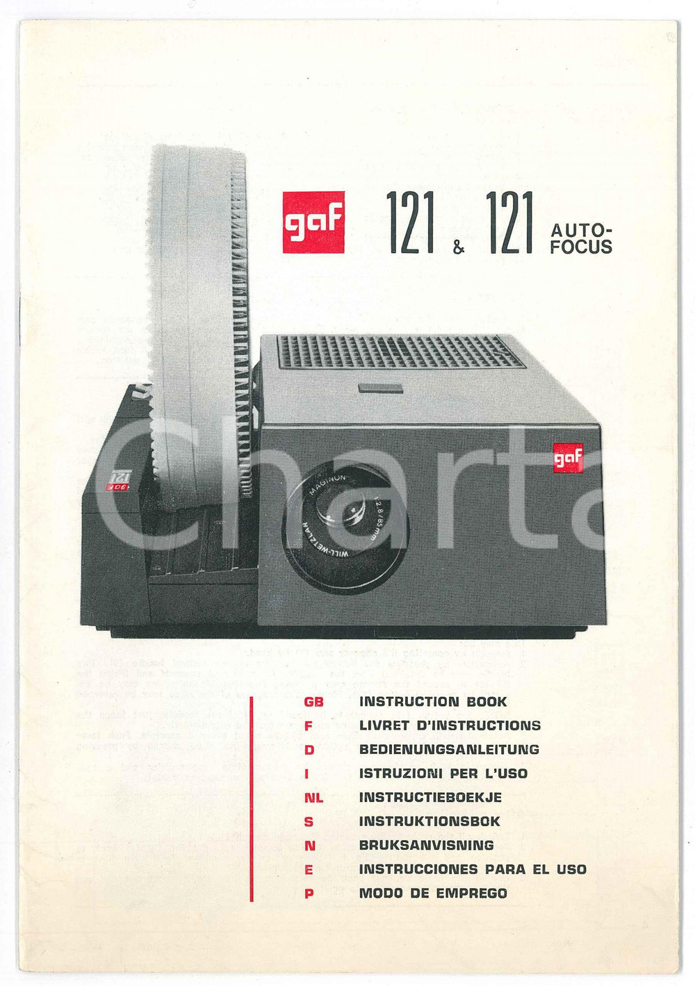 Materiale pubblicitario d’epoca 1970 ca FOTOGRAFIA  GAF 121 proiettore diapositive  Libretto d istruzioni 1