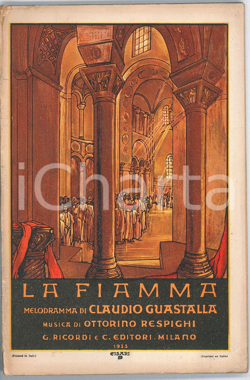 Oggetto da collezione cartaceo 1933 Ottorino RESPIGHI La fiamma  Melodramma Claudio GUASTALLA E. RICORDI 1