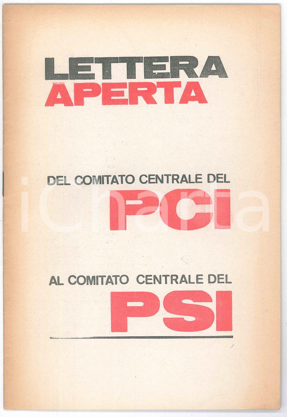 Libro, pubblicazione d epoca 1966 PCI Lettera aperta al Comitato Centrale del PSI  Pubblicazione 22 pp. 1