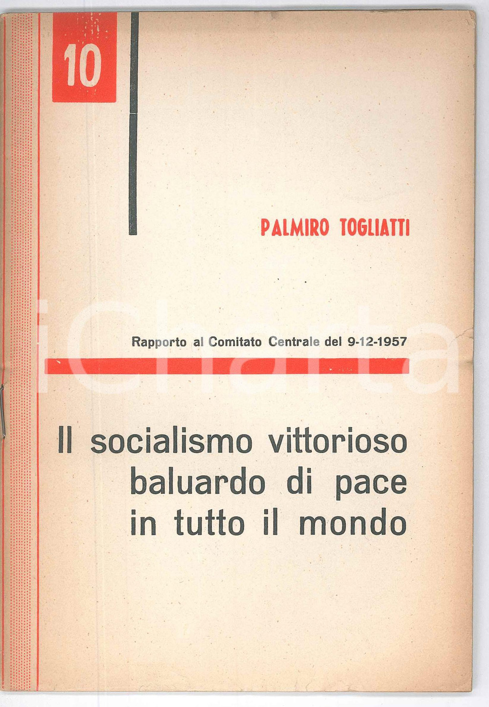 Libro, pubblicazione d epoca 1957 Palmiro TOGLIATTI Socialismo vittorioso baluardo di pace Pubblicazione PCI 1
