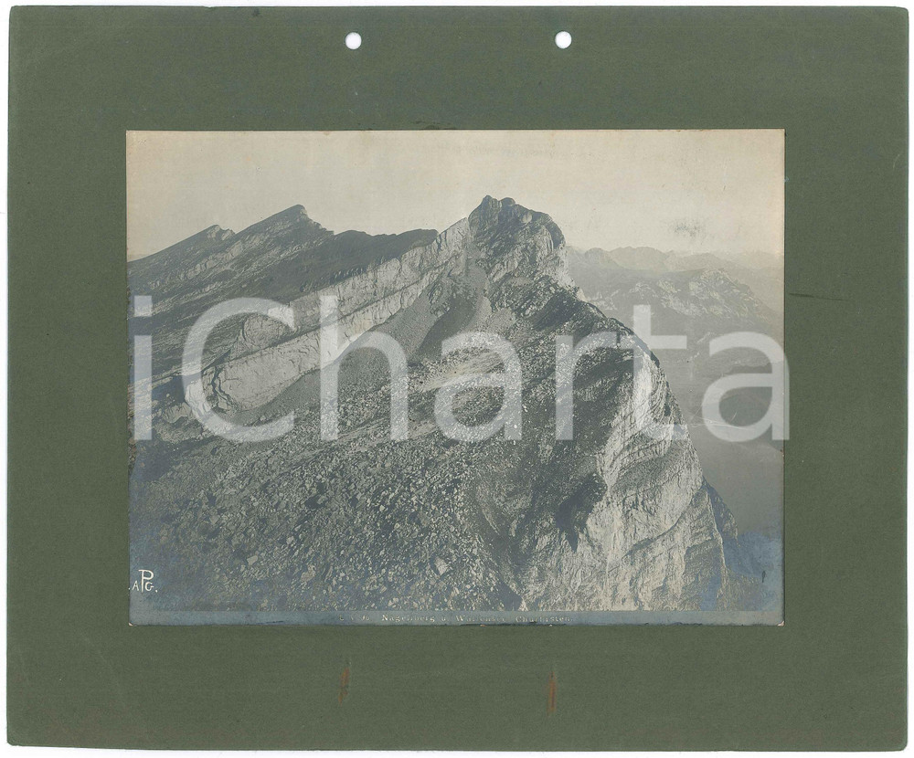 Fotografia d epoca originale 1900 ca SWITZERLAND Nageliberg u. Wallensee Churfirsten  Fotografia 22x16 cm 1